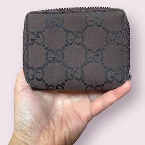 Gucci GG Canvas Compact Zip Wallet | Brown / Black